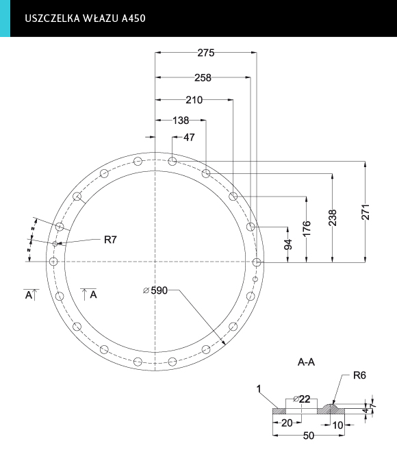 rzut uszczelki włazu A 450